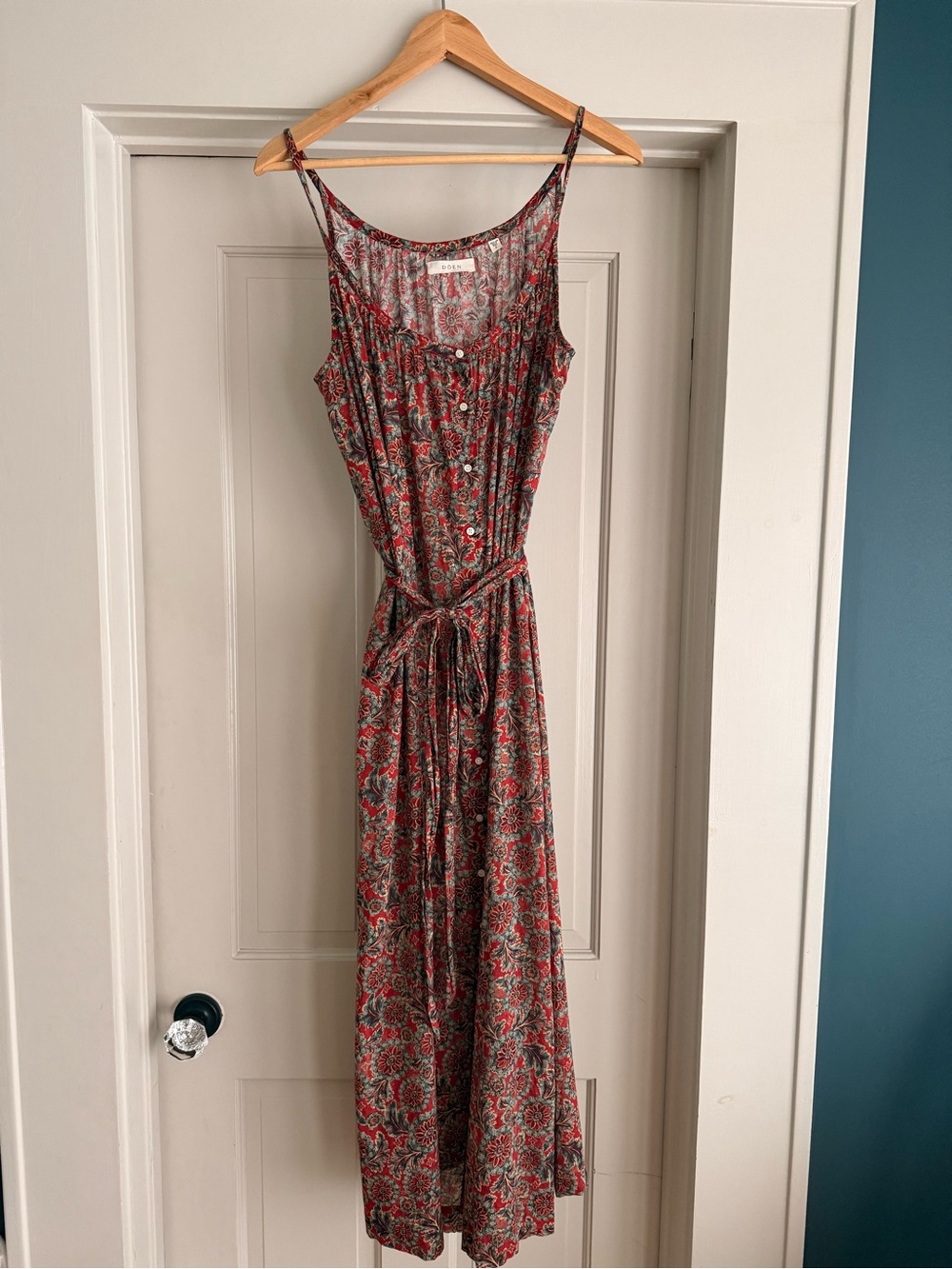 Nevita Belted Organic Cotton Voile Midi Dress